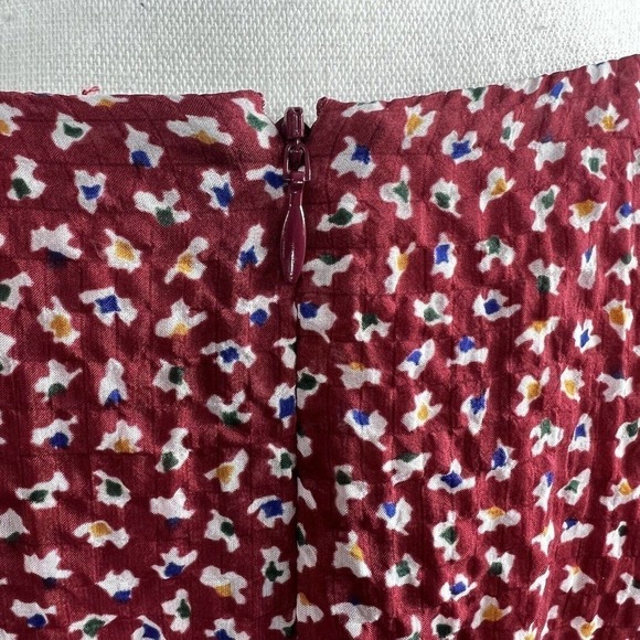 Madewell Red Floral Starviolet Mini Dress 6 V Neck Chiffon Ditzy Flowers - Picture 11 of 15